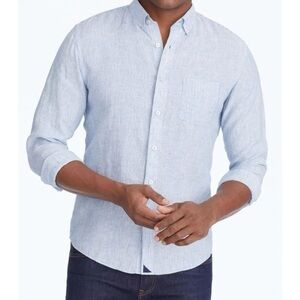UNTUCKit Vignoles 100% Linen Striped Button Down Shirt Size Large Blue White